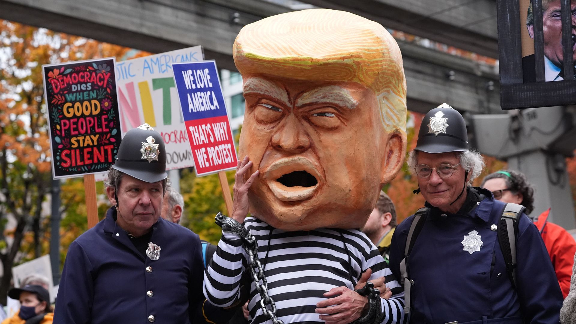 Donald Trump mocks ‘No Kings’ protests with AI video of himself dropping brown sludge on protesters from jet